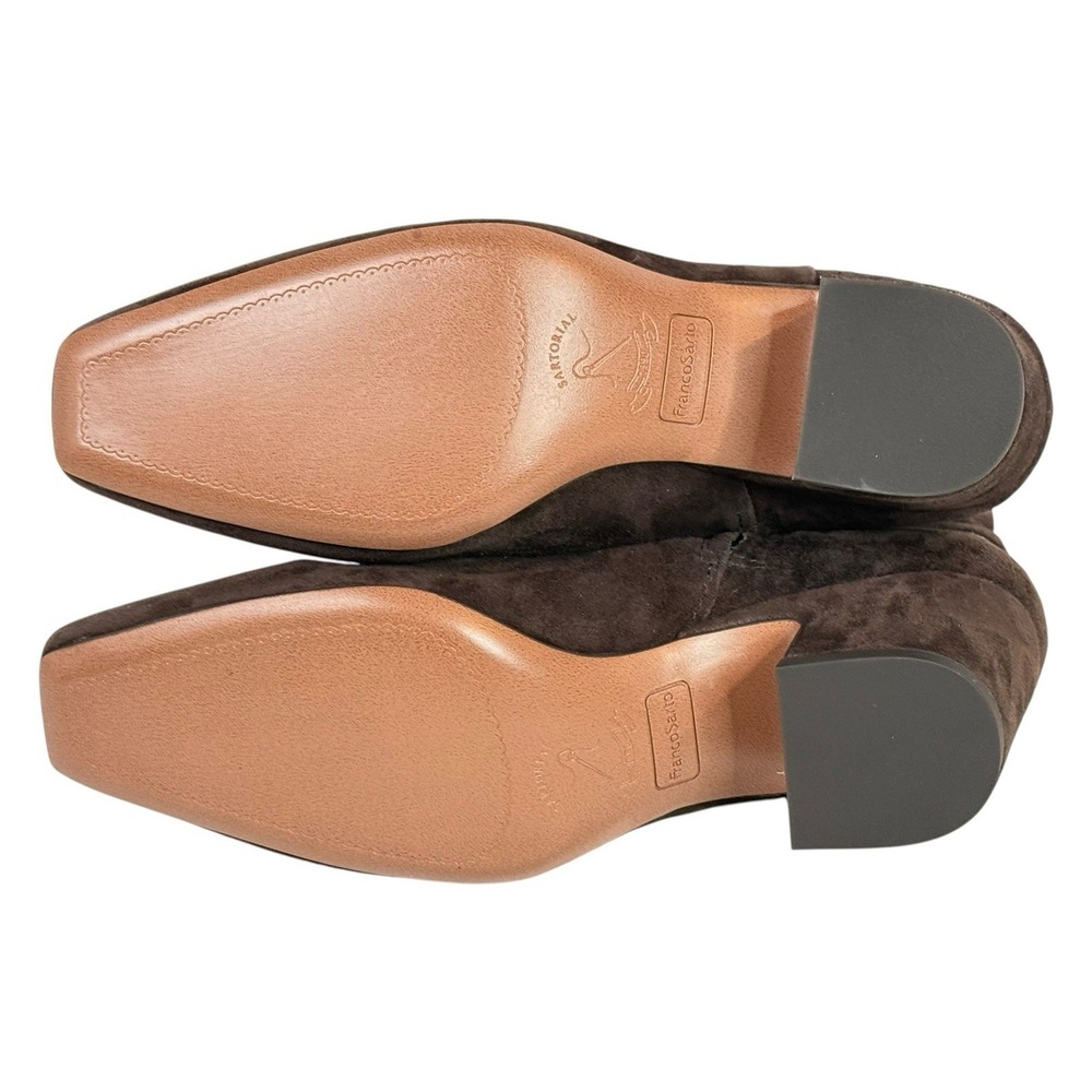 Franco Sarto Suede Ankle Boots Brown Block Heel‎ Zip Womens 6.5 Classic Bootie - Picture 5 of 13